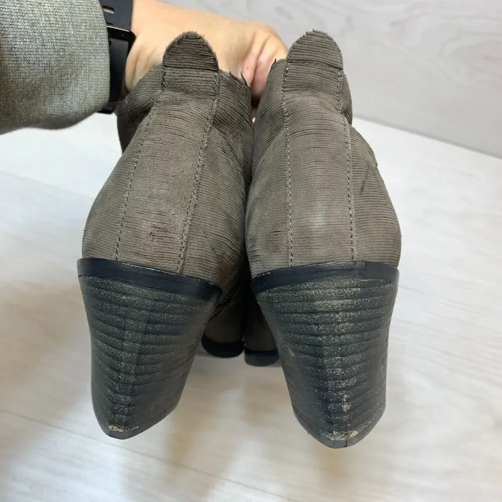 Eileen Fisher Murphy Ankle Boots Women's Size 10 Brown Suede Side Zip Block Heel - Picture 4 of 11